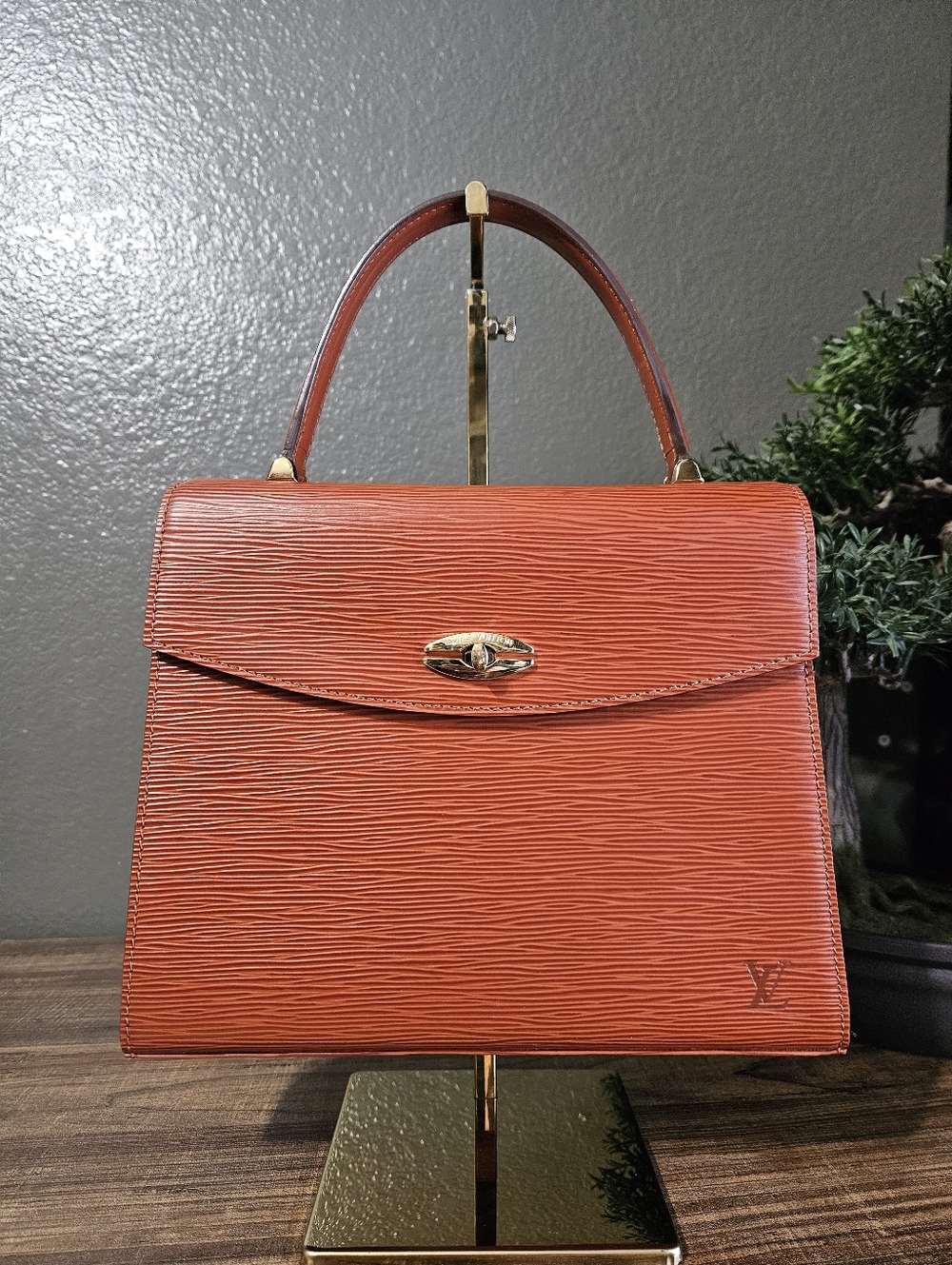 Authentic Louis Vuitton Vintage Malesherbes Brown Epi Leather Top-Handle Bag
